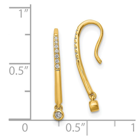 14k Polished Diamond Drop Wire Earrings-WBC-EM8380-008-YA