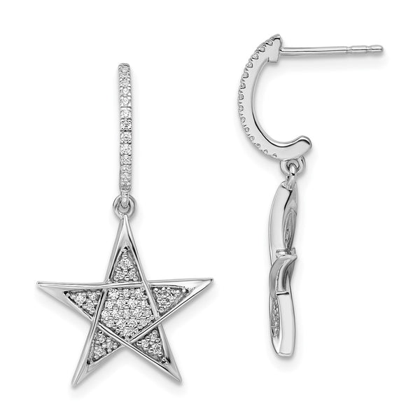 14k White Gold Polished Diamond Star Post Earrings-WBC-EM8385-031-WA