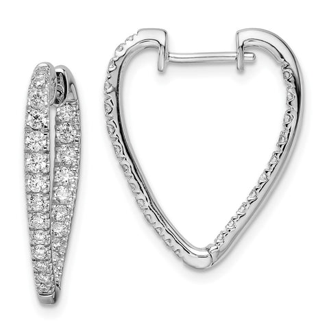 14k White Gold Polished Diamond In & Out Hoop Earrings-WBC-EM8386-100-WA