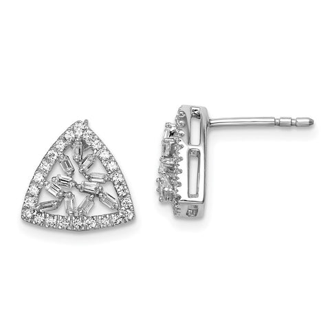 14k White Gold Polished Triangle Diamond Post Earrings-WBC-EM8457-043-WA
