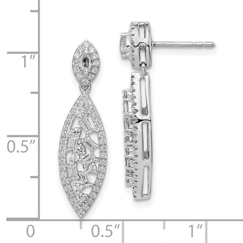 14k White Gold Polished Fancy Dangle Diamond Post Earring-WBC-EM8463-075-WA