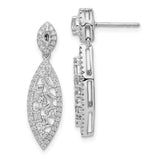 14k White Gold Polished Fancy Dangle Diamond Post Earring-WBC-EM8463-075-WA