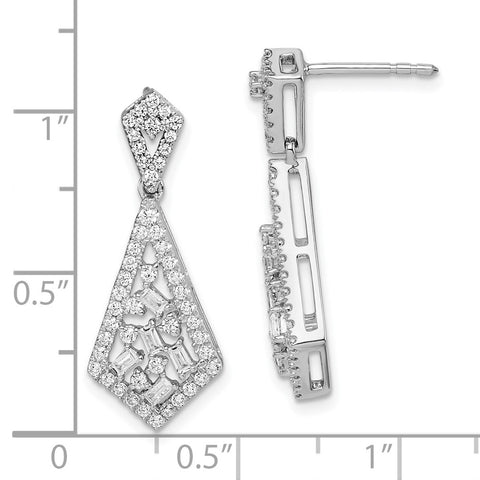 14k White Gold Polished Fancy Dangle Diamond Post Earring-WBC-EM8464-075-WA