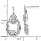 14k White Gold Polished Fancy Oval Dangle Diamond Post Earring-WBC-EM8465-075-WA