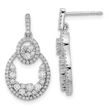 14k White Gold Polished Fancy Oval Dangle Diamond Post Earring-WBC-EM8465-075-WA