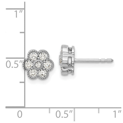 14k White Gold Floral Diamond Post Earrings-WBC-EM8466-050-WA