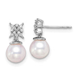 14k White Gold Freshwater Cultured Pearl & Diamond Post Earrings-WBC-EM8510-PL-007-WA