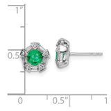 14k White Gold Emerald and Diamond Post Earrings-WBC-EM8520-EM-018-WA