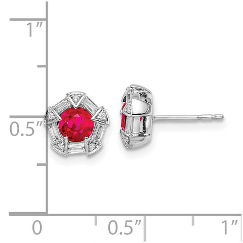 14k White Gold Ruby and Diamond Post Earrings-WBC-EM8520-RU-018-WA