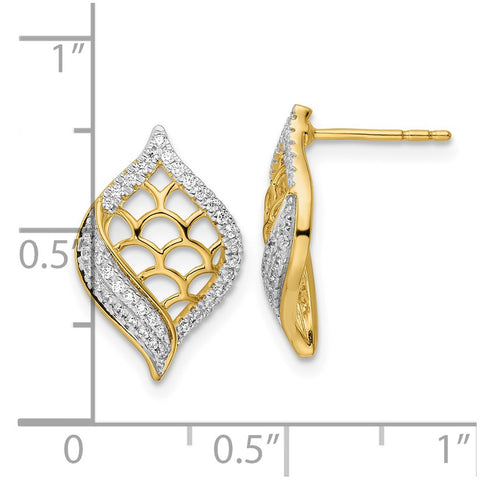 14k Polished Fancy Diamond Post Earrings-WBC-EM8528-025-YA
