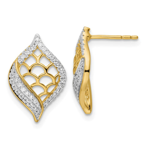 14k Polished Fancy Diamond Post Earrings-WBC-EM8528-025-YA