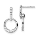 14k White Gold Circle Diamond Dangle Post Earrings-WBC-EM8556-037-WA