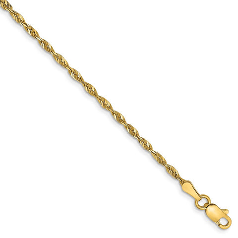 14k 2.0mm Extra-Light D/C Rope Chain Anklet-WBC-EXL016-9