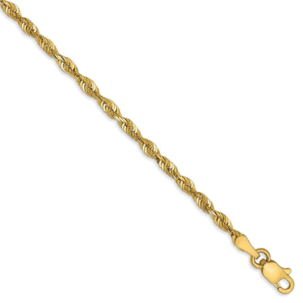 14k 2.5mm Extra-Light D/C Rope Chain Anklet-WBC-EXL021-9