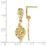 14k Polished & Diamond-Cut Filigree Swirl Dangle Post Earrings-WBC-F989