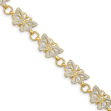 14k w/Rhodium Butterfly Bracelet-WBC-FB1049-7