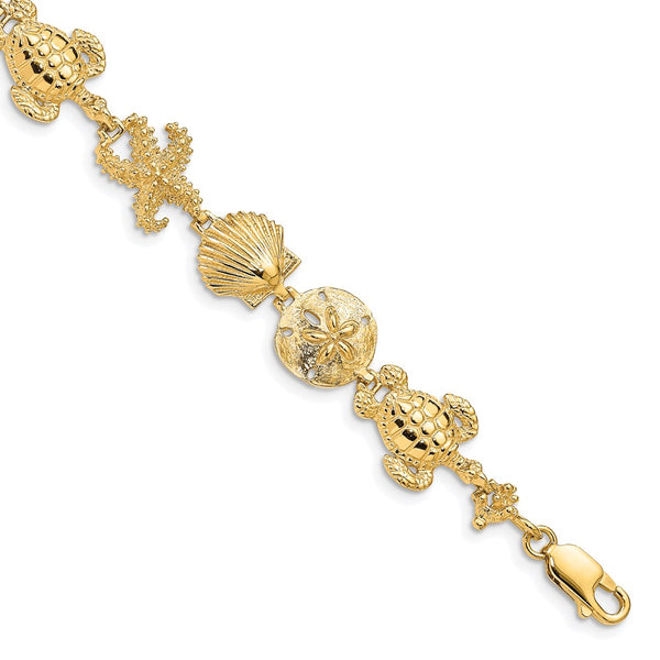 14k Sea Life Theme Bracelet-WBC-FB1111-7.25