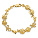 14k Seashore Theme Bracelet-WBC-FB1116-7.25