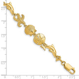 14k Seashore Theme Bracelet-WBC-FB1116-7.25