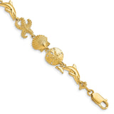 14k Seashore Theme Bracelet-WBC-FB1116-7.25