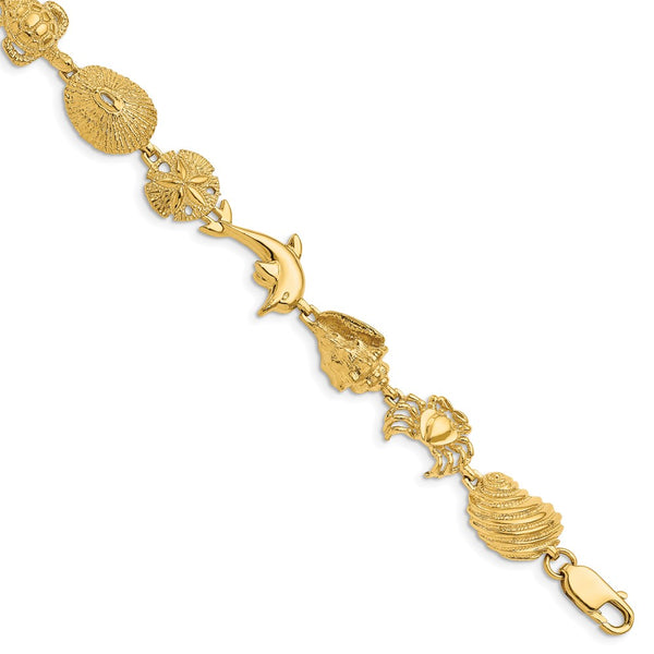 14k Multi Sea Life Bracelet-WBC-FB1117-7