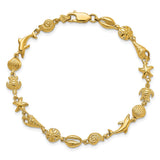 14k Seashell Theme Bracelet-WBC-FB1143-7.25