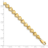 14K Diamond Cut Heart Bracelet-WBC-FB1190-7