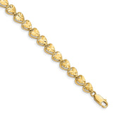 14K Diamond Cut Heart Bracelet-WBC-FB1190-7