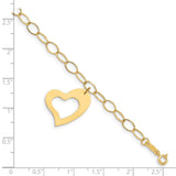 14K Oval Link Open Chain with Heart Bracelet-WBC-FB1355-7.5