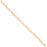 14K Flat Open Hearts Bracelet-WBC-FB1357-7.5