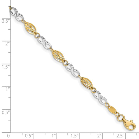 14K Two-Tone Polished Infinity Symbol 7.5in Bracelet-WBC-FB1417-7.5