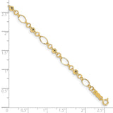 14k Polished Diamond-cut Ovals & Donut Beads Bracelet-WBC-FB1467-7.5