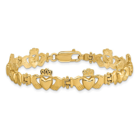 14k Polished Claddagh Link Bracelet-WBC-FB1557-7