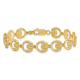 14k Claddagh Circle Vertical Link Bracelet-WBC-FB1558-7.25