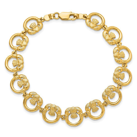 14K Claddagh Circle Horizontal Bracelet-WBC-FB1559-7.25