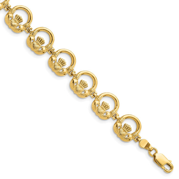 14K Claddagh Circle Horizontal Bracelet-WBC-FB1559-7.25