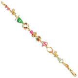 14k w/ Multi-Color Enamel Beach Theme Bracelet-WBC-FB1562-7.25