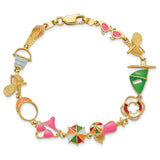 14k w/ Multi-Color Enamel Beach Theme Bracelet-WBC-FB1562-7.25