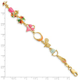 14k w/ Multi-Color Enamel Beach Theme Bracelet-WBC-FB1562-7.25