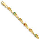 14k Multi-Color Enamel Flip-Flop Bracelet-WBC-FB1564-7.25