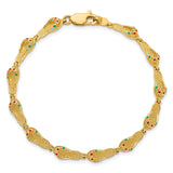 14k w/ Multi-Color Enamel Flip-Flop Bracelet-WBC-FB1565-7.25