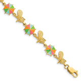 14K W/ Multi-Color Enamel Beach Chair and Umbrella Bracelet-WBC-FB1567-7.25