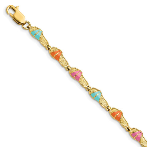 14k Multi-Color Enamel Sandal Bracelet-WBC-FB1568-7.25