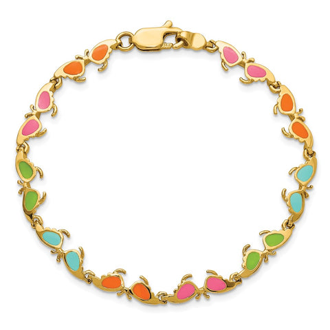 14k Multi-Color Enamel Butterfly Sunglasses Bracelet-WBC-FB1569-7.25