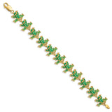 14k w/ Green Enamel Frog Bracelet-WBC-FB1580-7.25