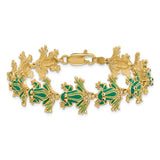 14k w/ Green Enamel Frog Bracelet-WBC-FB1580-7.25