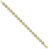 14k w/ Mutli-Color Enamel Flower In Heart Bracelet-WBC-FB1583-7