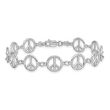 14k White Gold Polished Peace Sign Bracelet-WBC-FB1589W-7.5