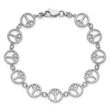 14k White Gold Polished Peace Sign Bracelet-WBC-FB1589W-7.5