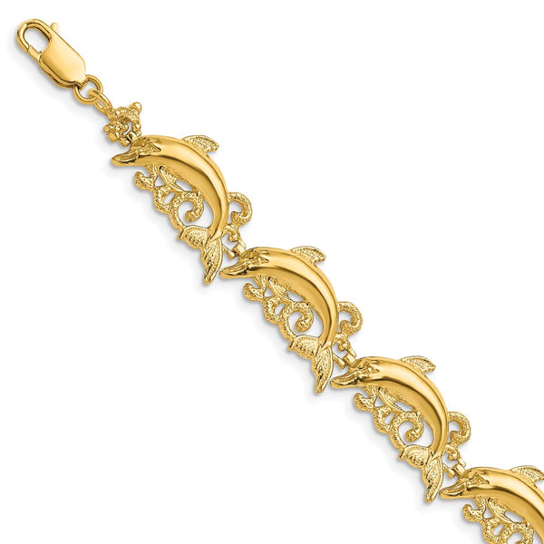 14k Dolphin Bracelet-WBC-FB1596-7.5